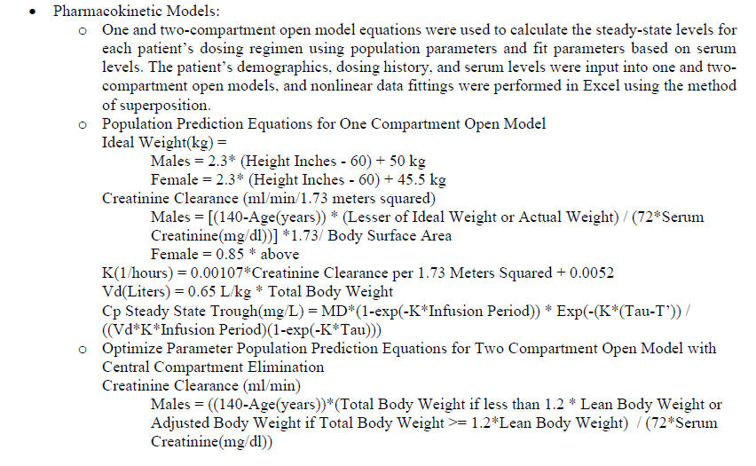 Comparison of Vancomycin Dosing Predictions for A One-Compartment Open Model Versus Optimized Goti and Carreno Two-Compartment Model IV