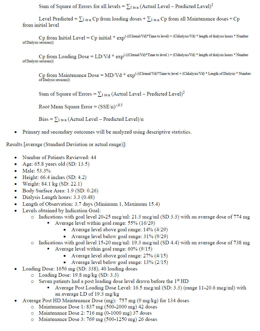 Vancomycin MUE Dosing After High Flux Dialysis II